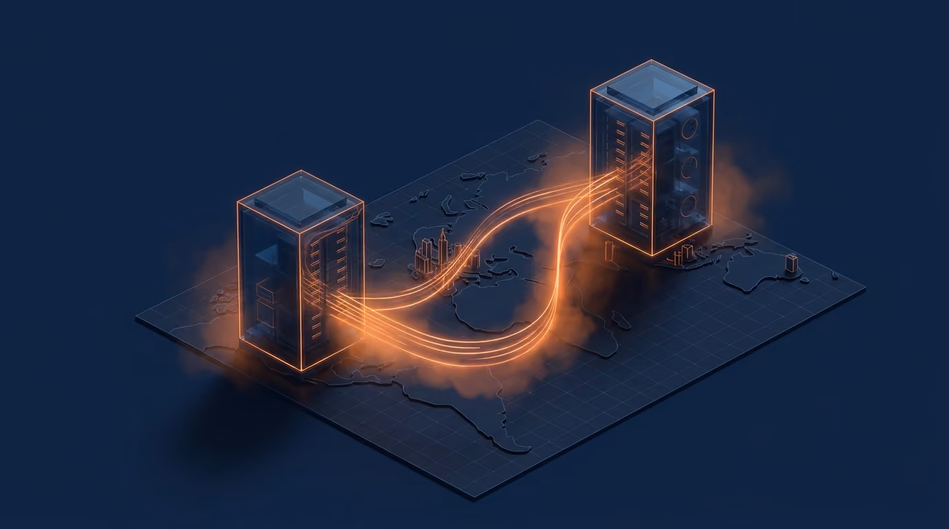 Ilustração 3D dos dois datacenters da Saiph, em Belo Horizonte e Recife, interligados